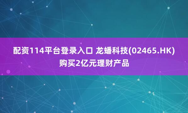 配资114平台登录入口 龙蟠科技(02465.HK)购买2亿元理财产品